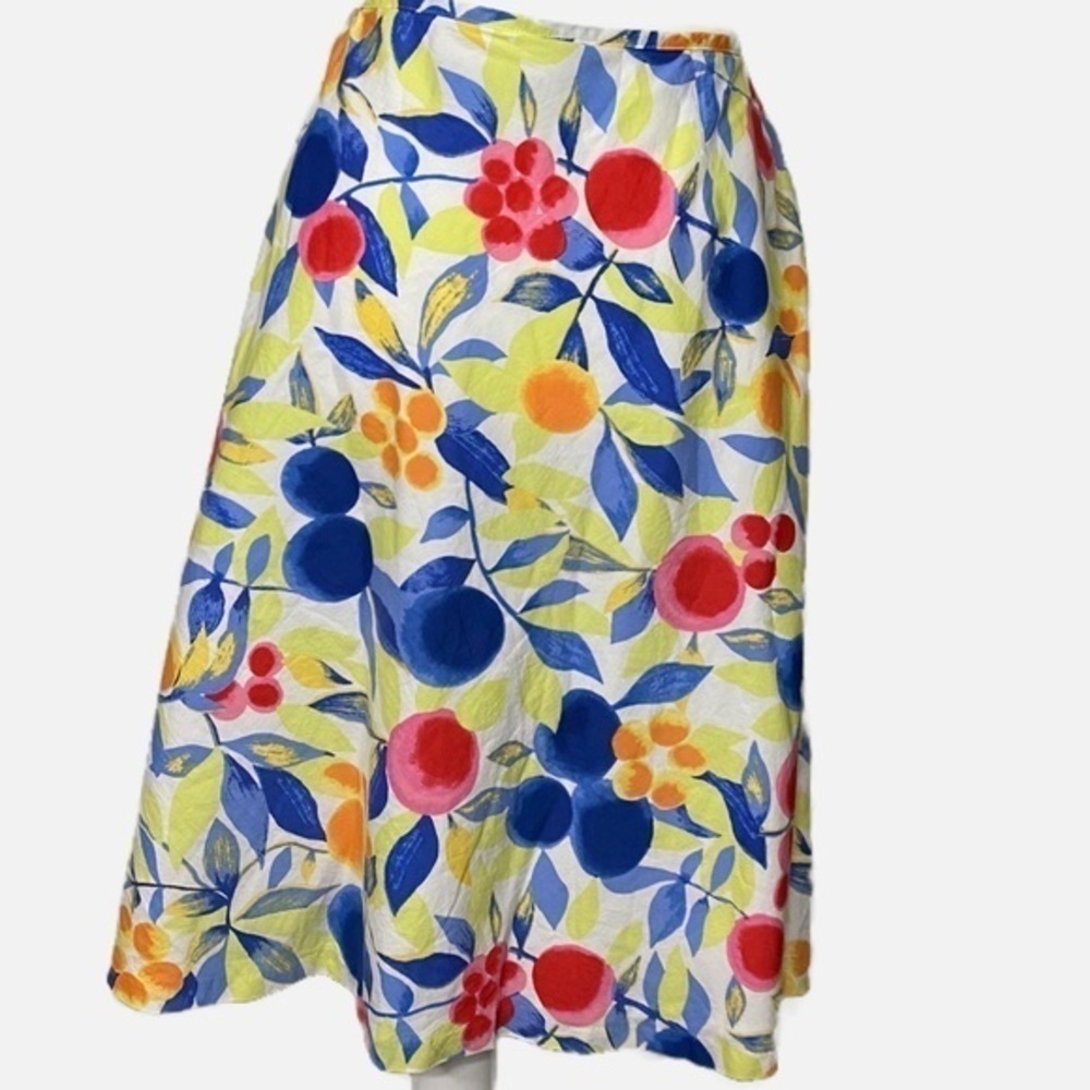 Talbots Colorful Fruit Cotton Blend A-Line Midi‎ Skirt - Picture 2 of 11